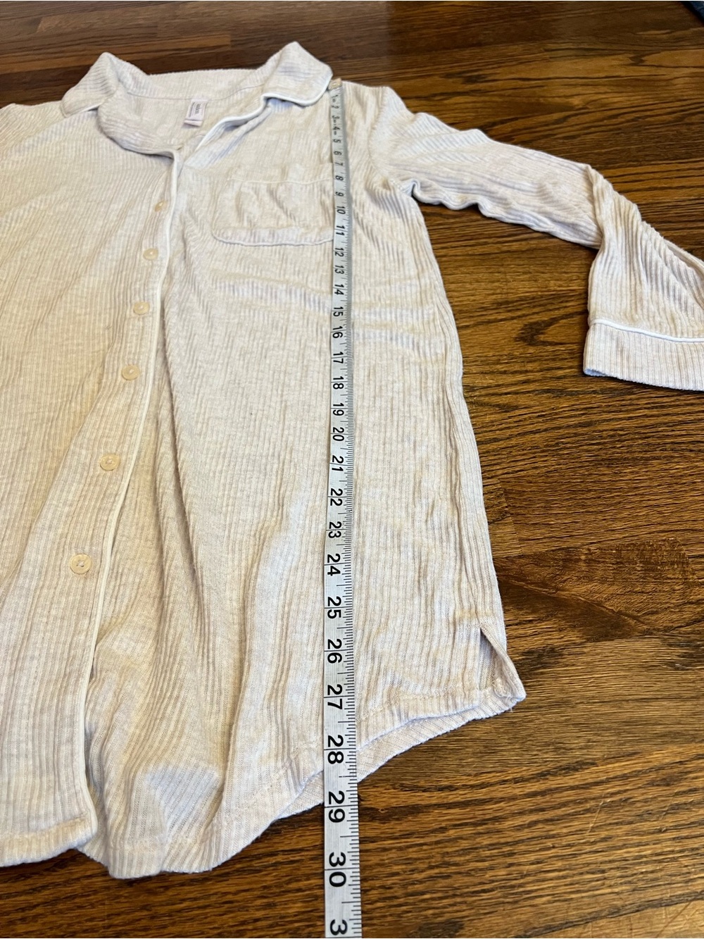 Auden Cream Ribbed Button-Front Sleep Shirt - Picture 5 of 6